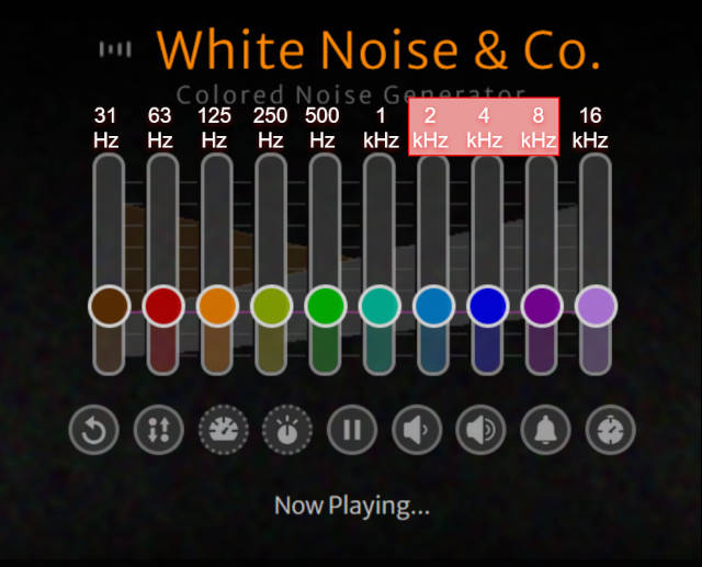 EQ with octave bands pink noise setting